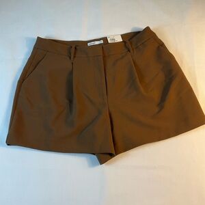 Nine West Women’s Pleat Front High Waisted Shorts Brown Size 16